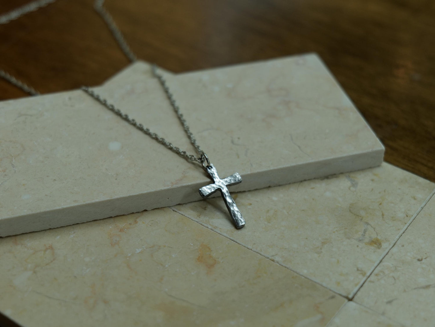 Hand Forged Tiny Tapered Cross * Hammered Cross Pendant * Christian Gift for Men or Women * Forged Cross Necklace * Handmade Steel Necklace