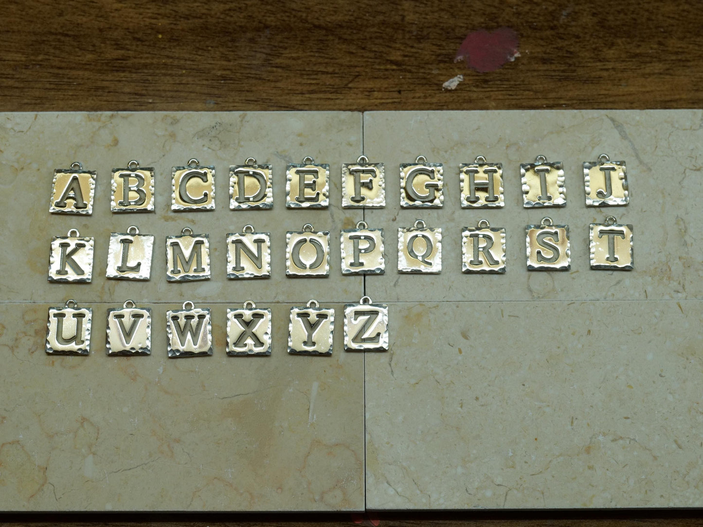 Hammered Letter Necklace * Alphabet Necklace Silver Finished Pewter * Single Letter Name Necklace * Single Letter Jewelry