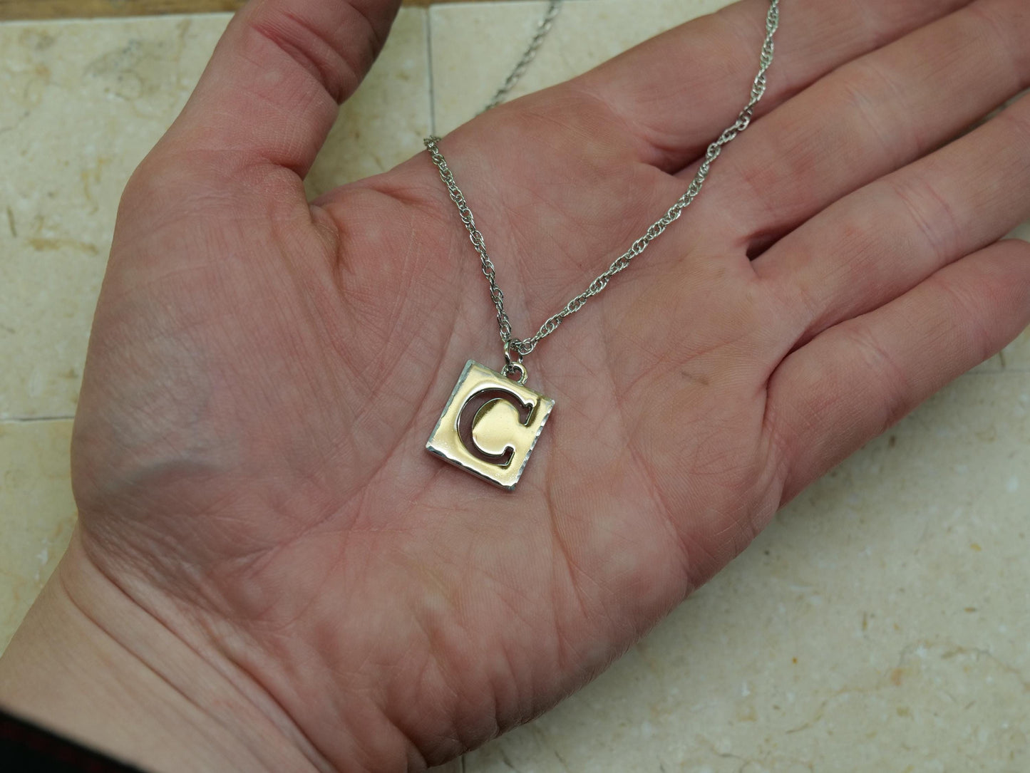 Hammered Letter Necklace * Alphabet Necklace Silver Finished Pewter * Single Letter Name Necklace * Single Letter Jewelry