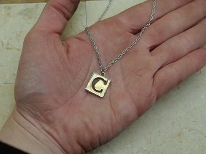 Hammered Letter Necklace * Alphabet Necklace Silver Finished Pewter * Single Letter Name Necklace * Single Letter Jewelry