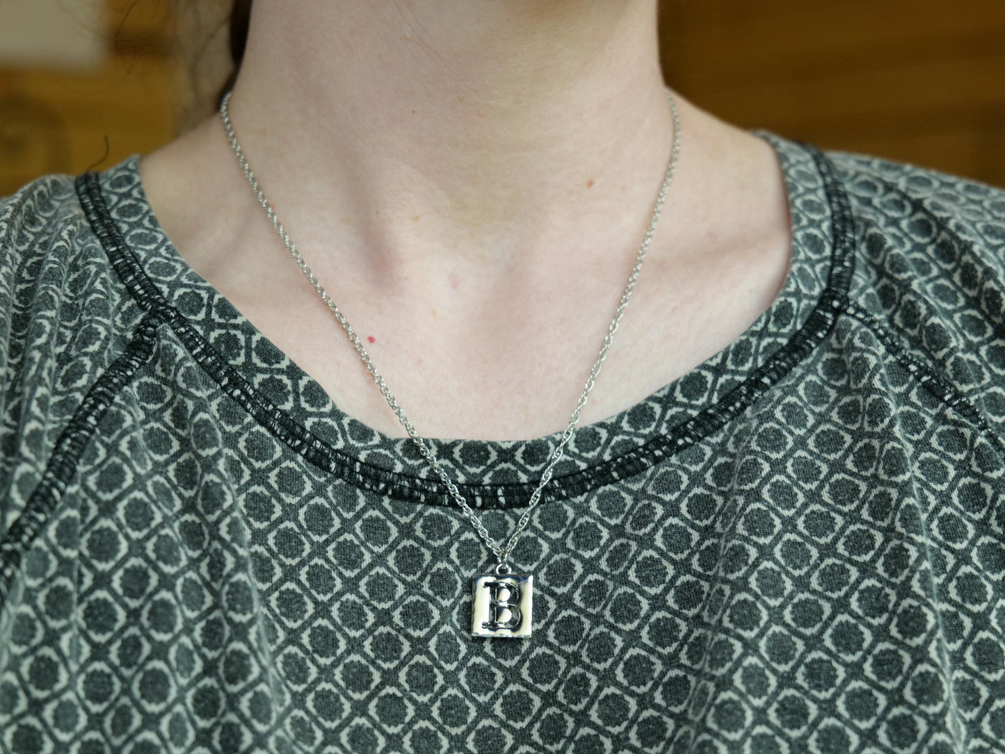 Hammered Letter Necklace * Alphabet Necklace Silver Finished Pewter * Single Letter Name Necklace * Single Letter Jewelry