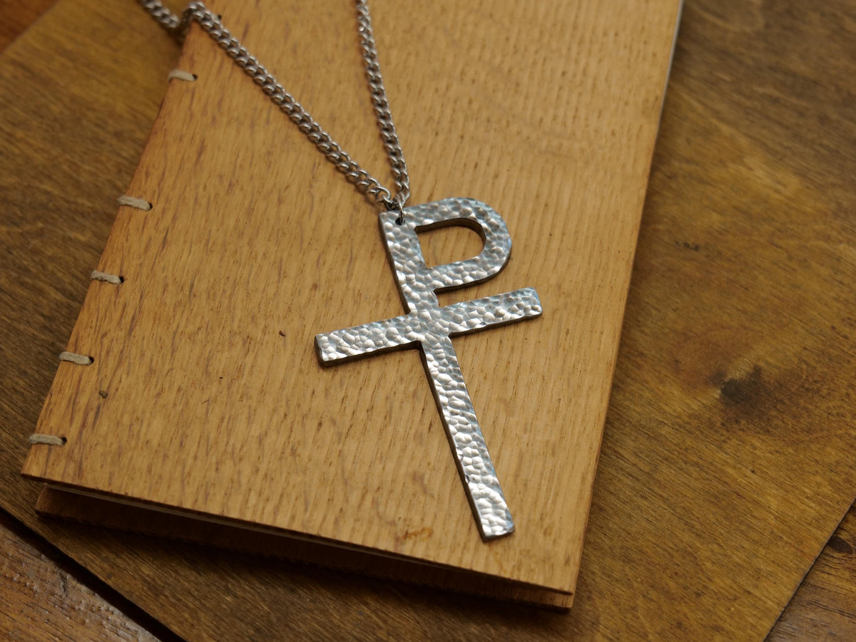 Forged Metal Monogrammatic Cross * Tau-Rho Cross Pendant * Gift for Men or Women * Forged Cross Necklace *  Pectoral Steel Staurogram
