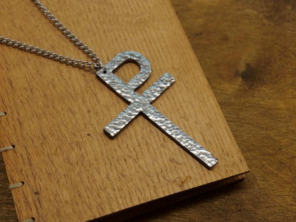 Forged Metal Monogrammatic Cross * Tau-Rho Cross Pendant * Gift for Men or Women * Forged Cross Necklace *  Pectoral Steel Staurogram
