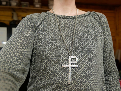Forged Metal Monogrammatic Cross * Tau-Rho Cross Pendant * Gift for Men or Women * Forged Cross Necklace *  Pectoral Steel Staurogram