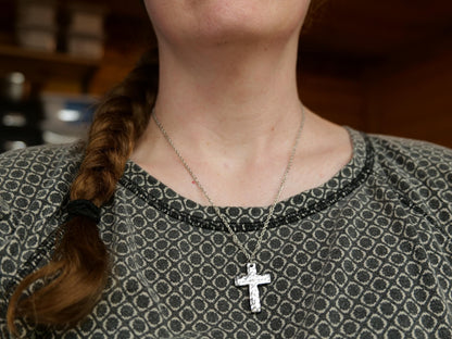 Forged Small Basic Cross * Hammered Cross Pendant * Christian Gift for Men or Women * Forged Cross Necklace * Handmade Necklace Steel