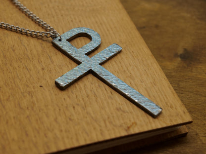 Forged Metal Monogrammatic Cross * Tau-Rho Cross Pendant * Gift for Men or Women * Forged Cross Necklace *  Pectoral Steel Staurogram