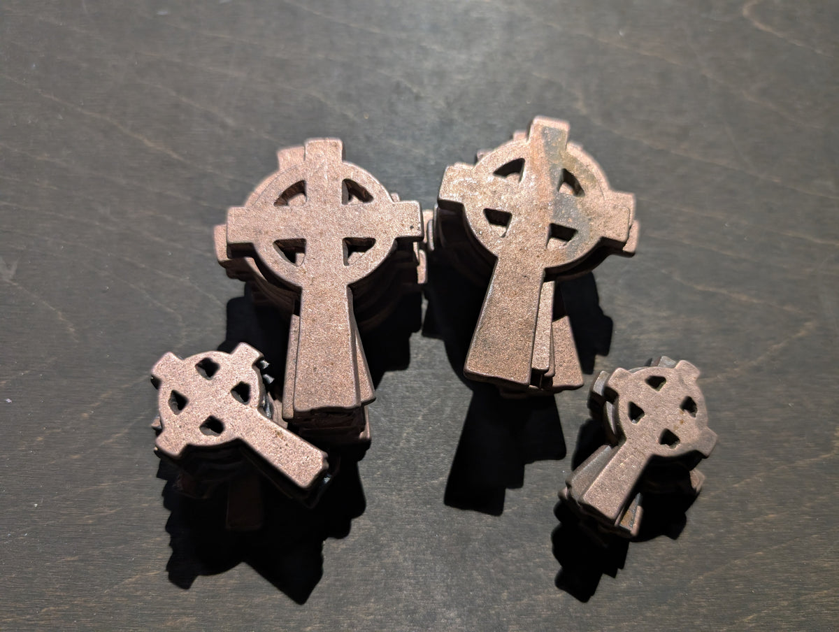 Lot #25: Qty of 36 Cross pendants and keychains in copper