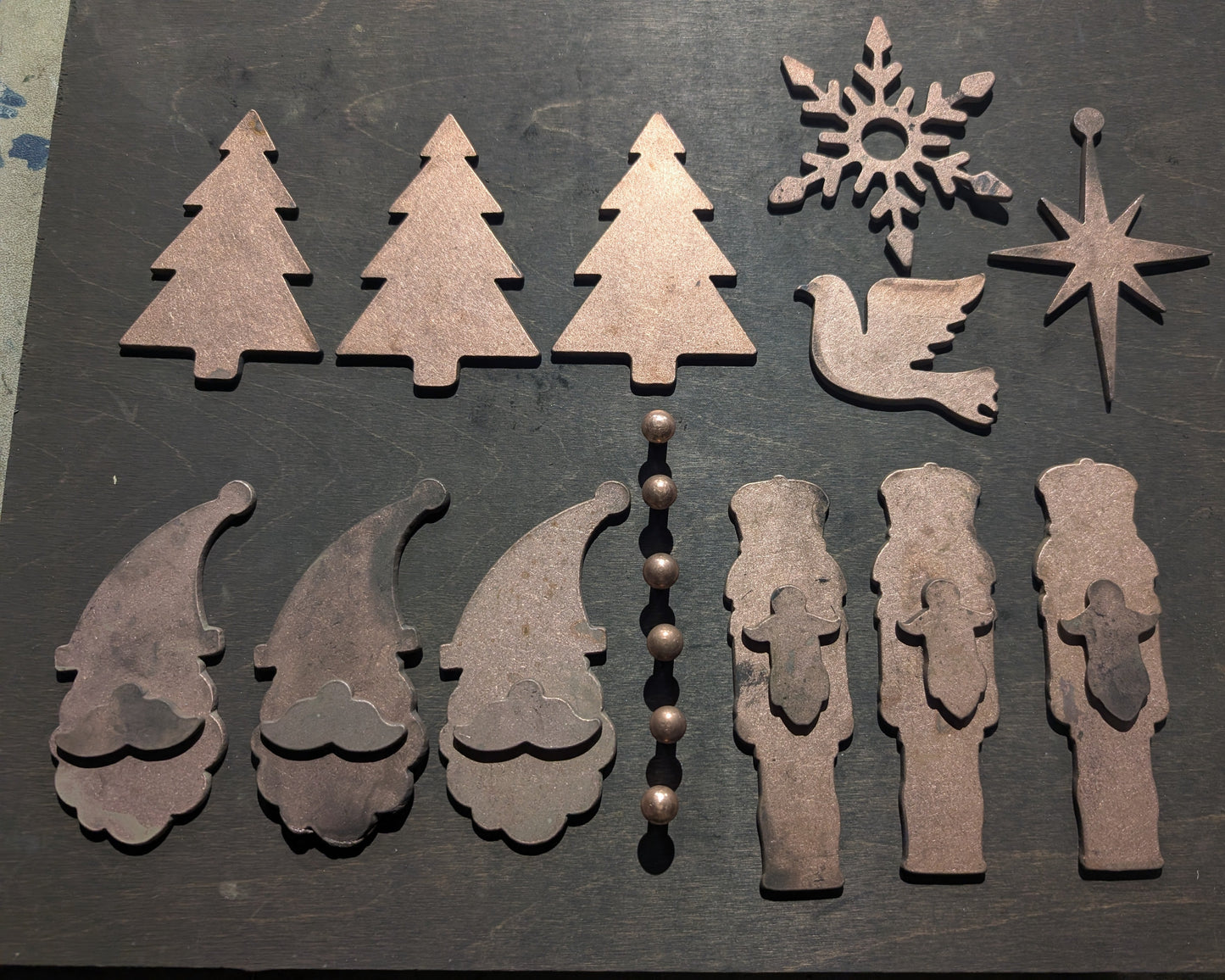 Lot #13: Qty of 12 Ornaments in 10 gauge copper