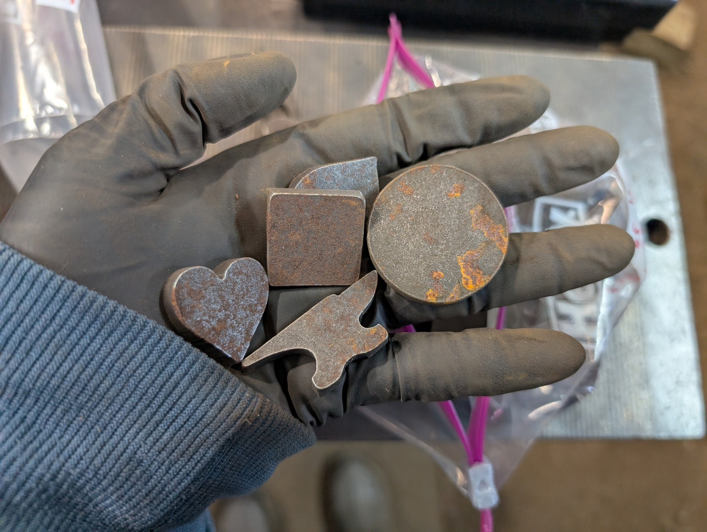 Factory Seconds: 5lbs of Assorted Small Shapes in 1/4" Mild Steel (approx 100 pc)