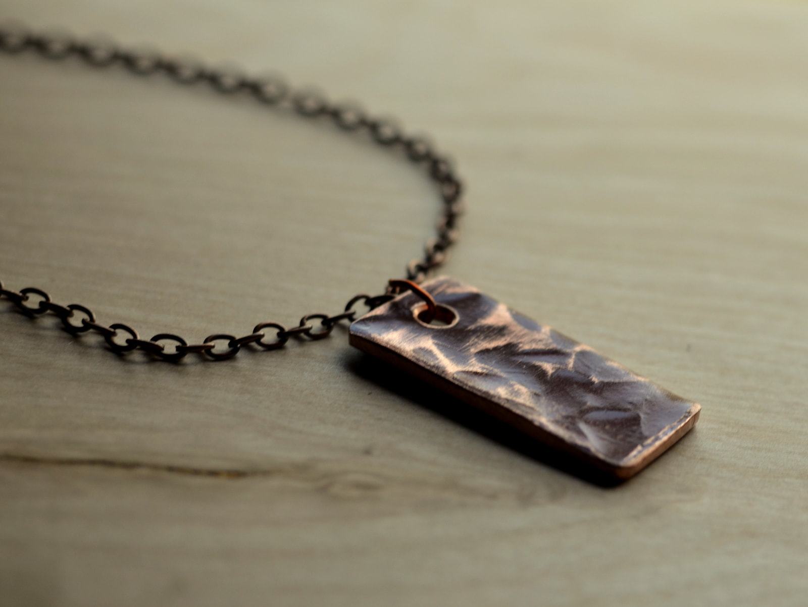 Hammered Copper Pendant and Necklace in Lightly Hammered Styling with Sheen